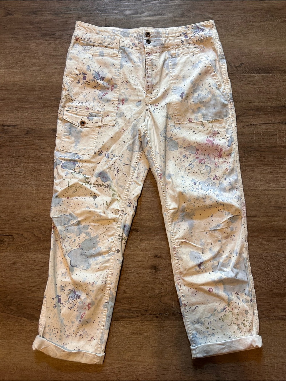 Anthropologie The Wanderer Cargo Pants Womens Size 31 Ivory High Rise NEW